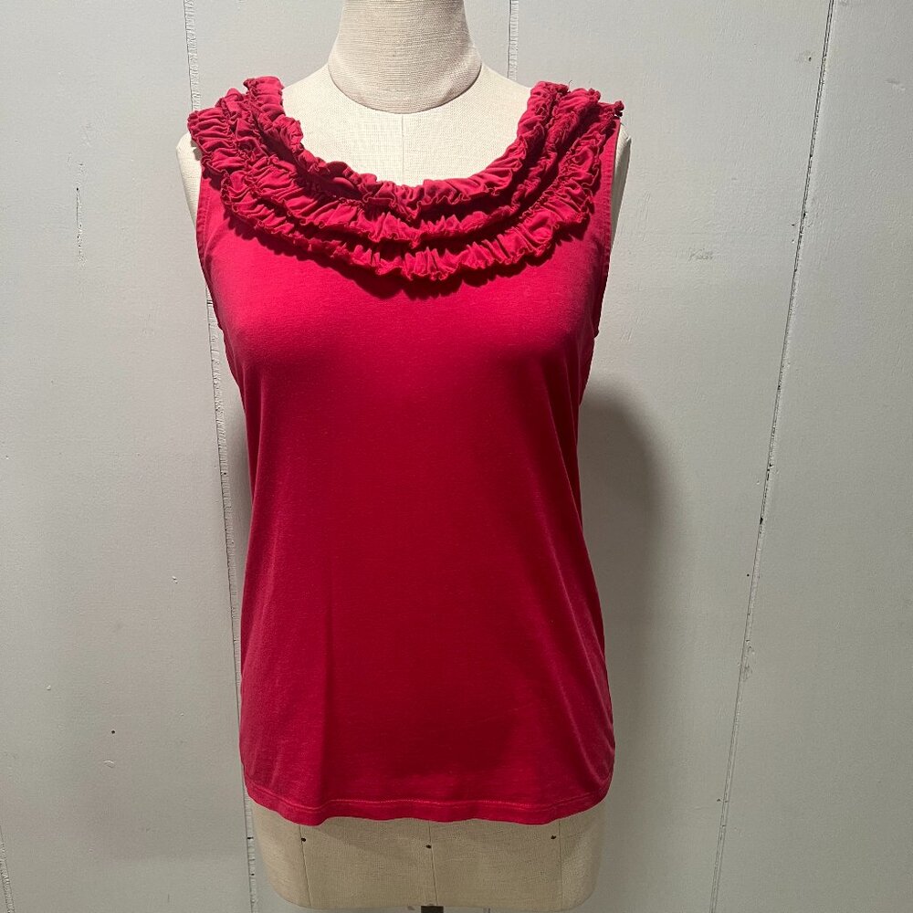 Ann Taylor Sleeveless Ruffle Neck Knit Top – Small